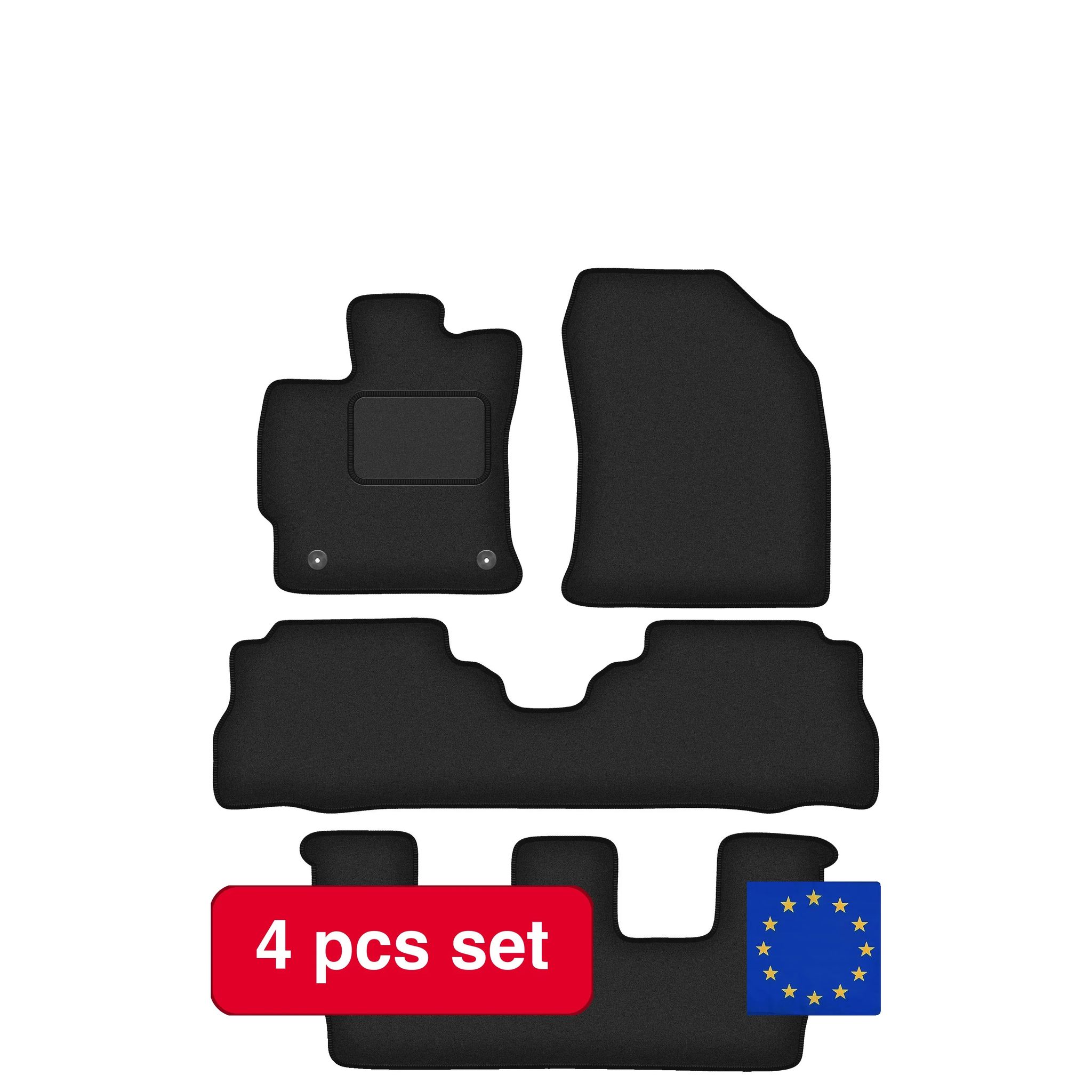 Veloursmatten, Maßgeschneidert, Rutschfestes Design, Schwarz