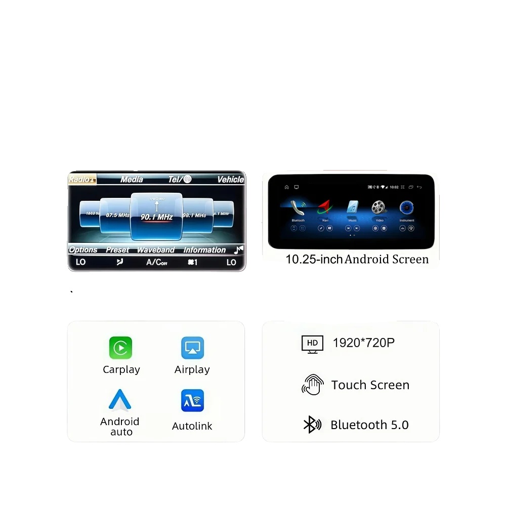 Digitales Dashboard-cluster, 12,3 Zoll Display, Mehrfachkompatibilität, C Glc V Klasse Android Bildschirm
