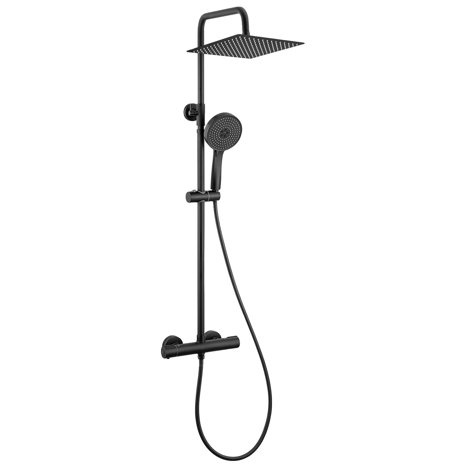 Duschmischer-set, Regendusche, Sicherheitsverriegelung, Schwarz - 12 Zoll, G1/2