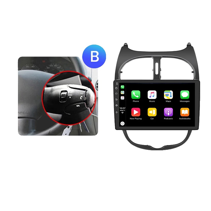 Autoradio, Smartphone-integration, Hochauflösendes Display, Kompatibel Mit Peugeot 206 / 206cc / 206sw, Wifi 2gb-32gb Cpaa B
