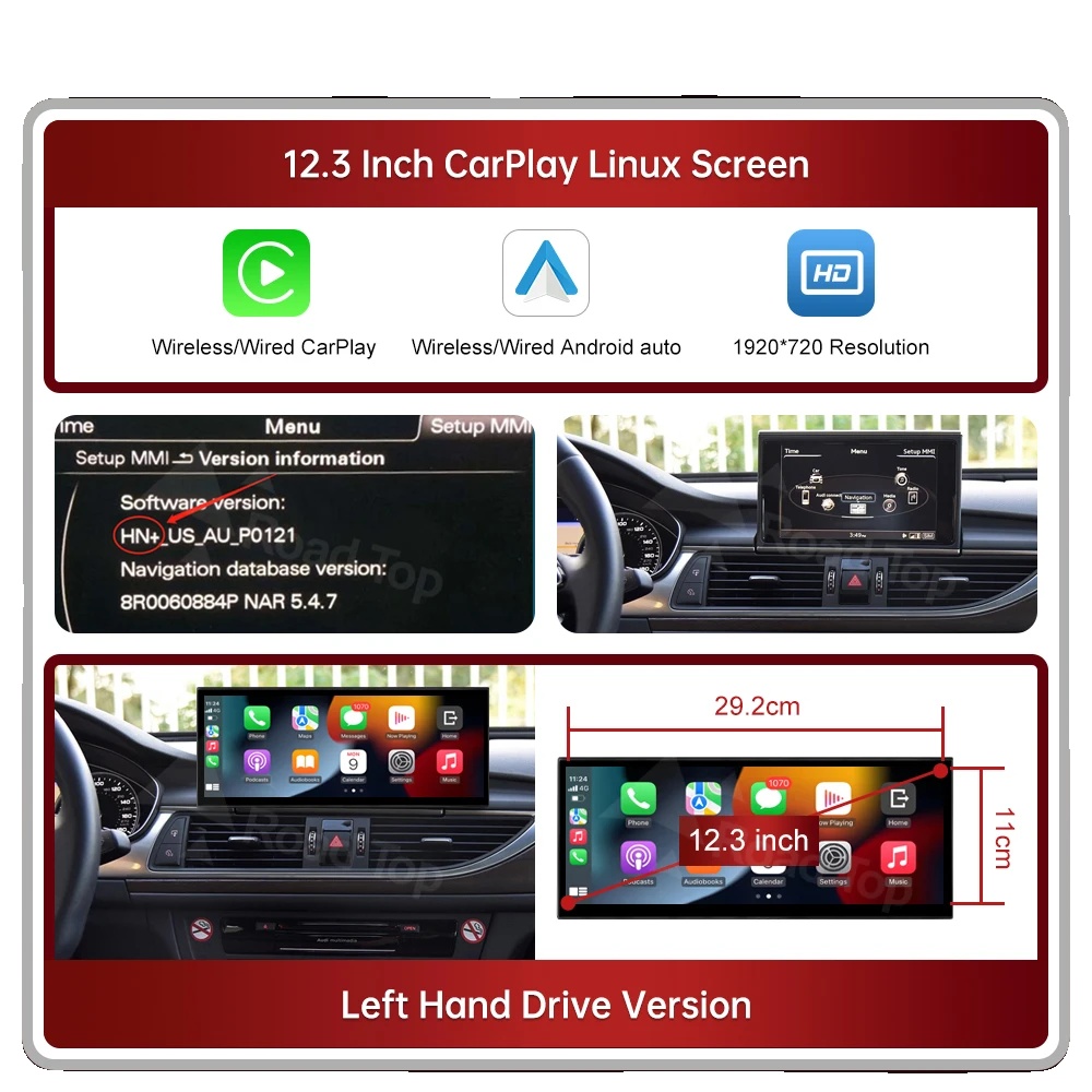 Auto-multimedia-display, Kabelloses Carplay, Android Auto-kompatibilität, 12.3 Hn Lhd