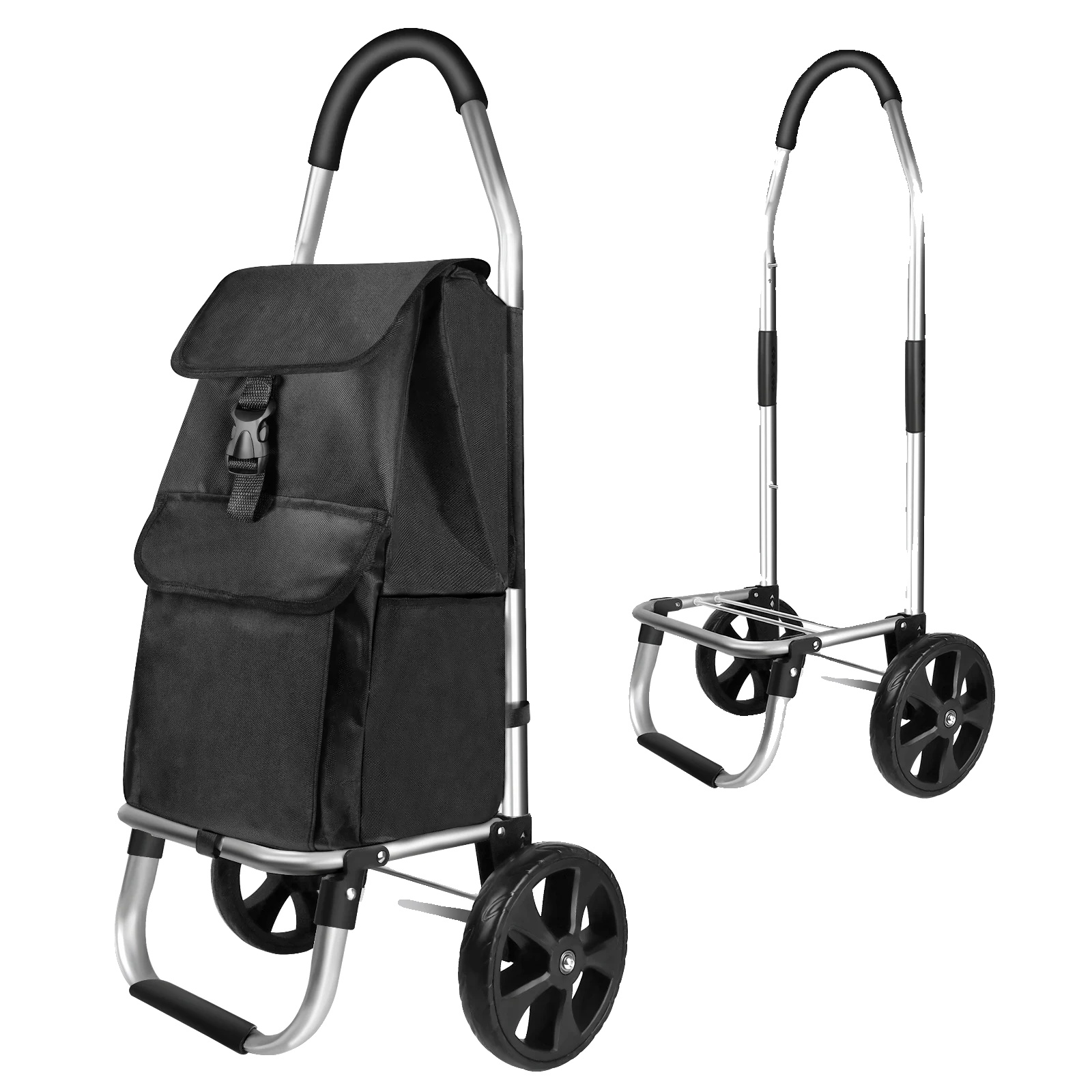 Faltbarer Einkaufstrolley, Aluminiumlegierung, 40l Fassungsvermögen, Abmessungen 43 X 36 X 103 Cm, Tragfähigkeit 50 Kg+, Radgröße 21 Cm