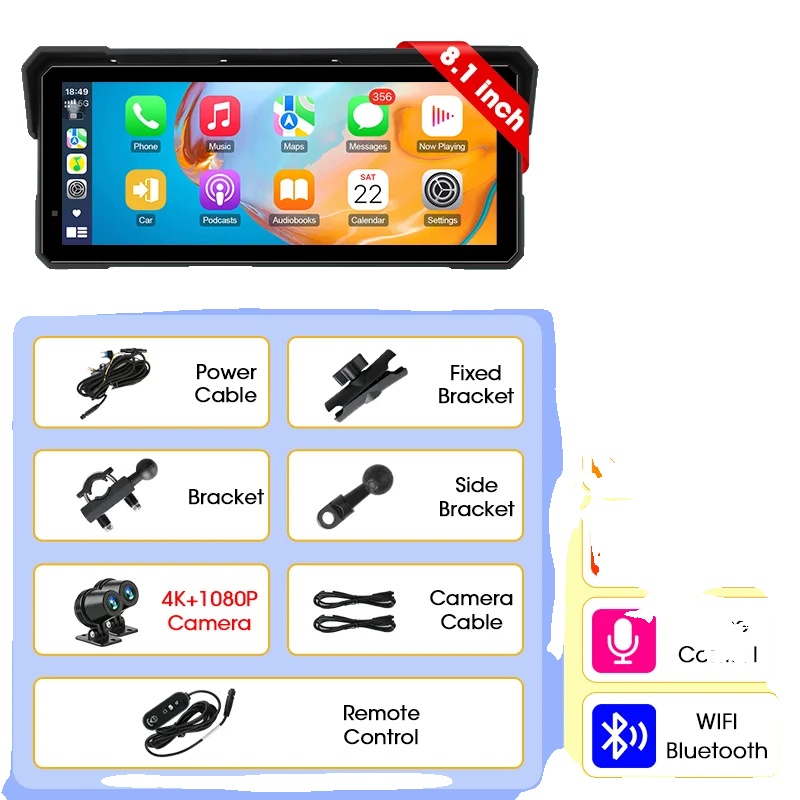 Gps-navigation, 8,1 Zoll Bildschirm, Wasserdichtes Design, 8 Zoll 4k 1080p Kamera, 32g