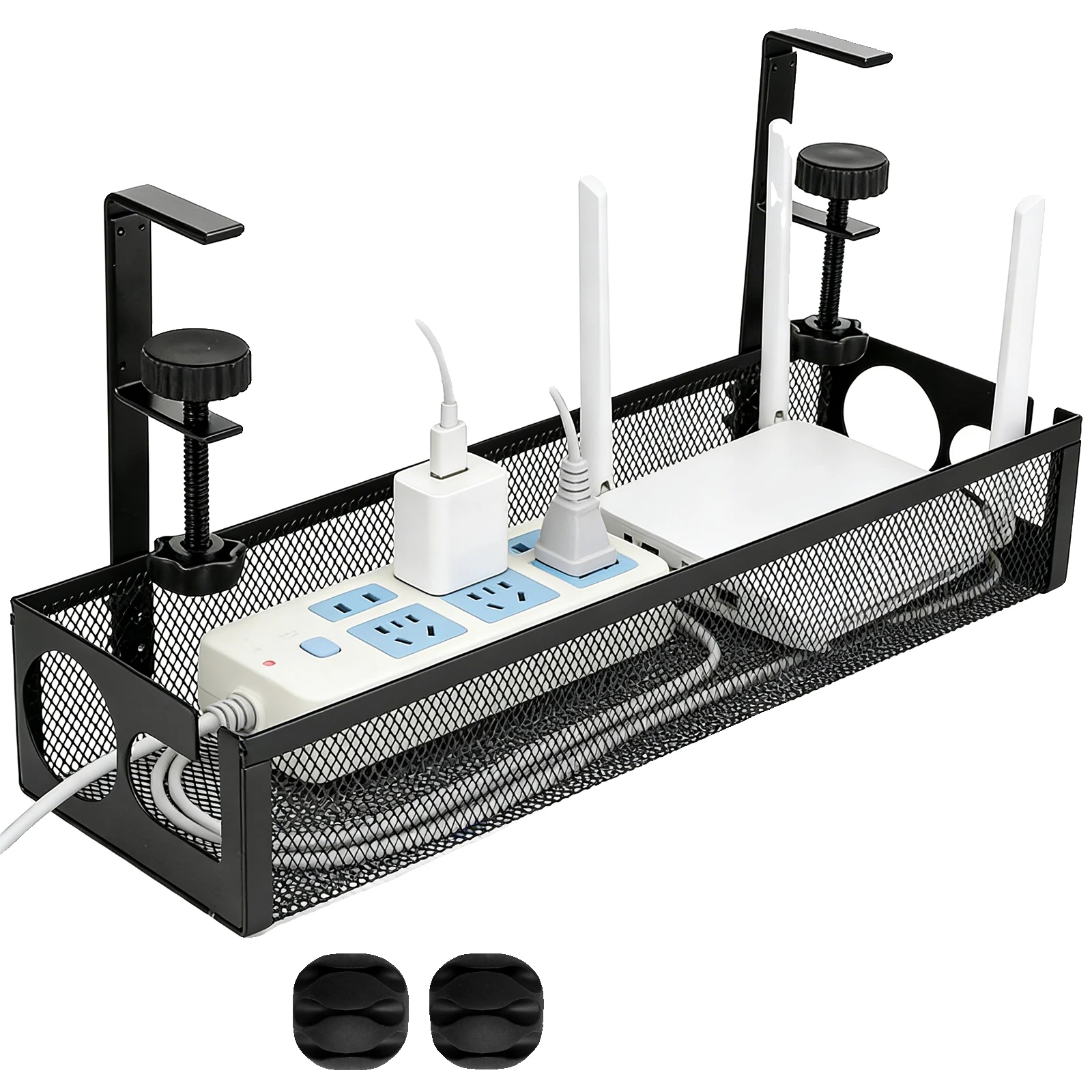 Kabelmanagement Tray, Untertischdesign, Einfache Installation, Schwarz