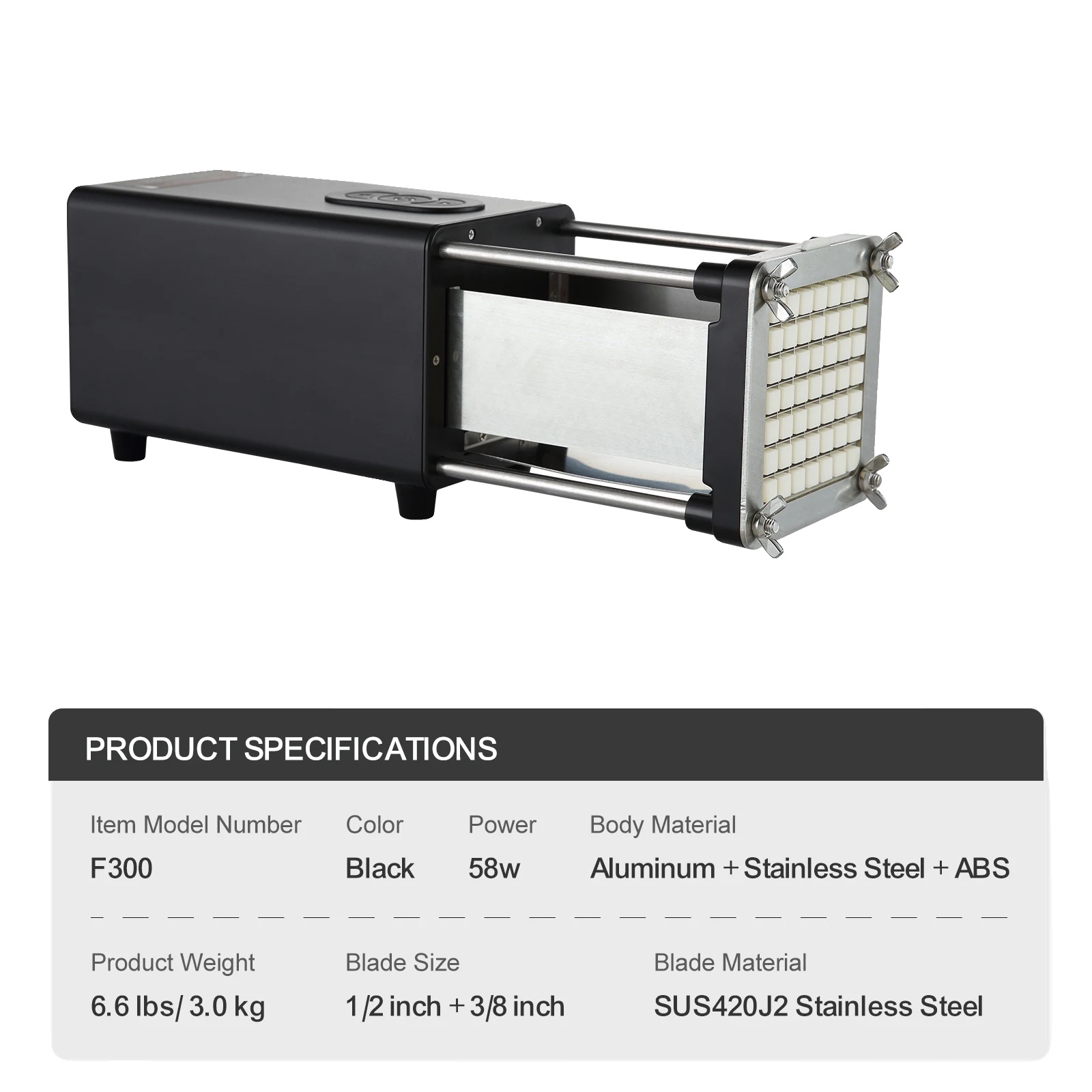 Pommes Frites Schneider, Ergonomischer Griff, Edelstahlklingen, F300 Schwarz