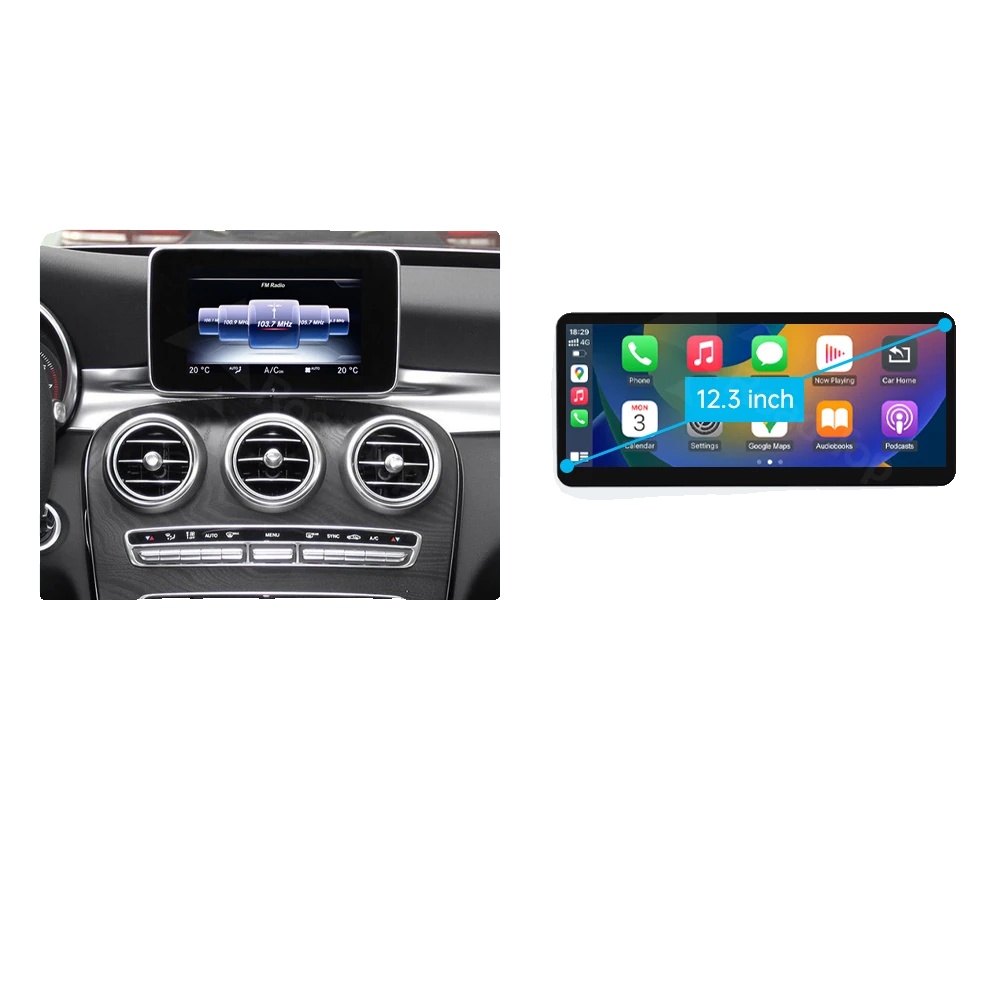 Carplay Für Benz C-klasse W205, Multimedia-display, 12,3-zoll-touchscreen, Integriertes Gps, 12.3 C Glc V