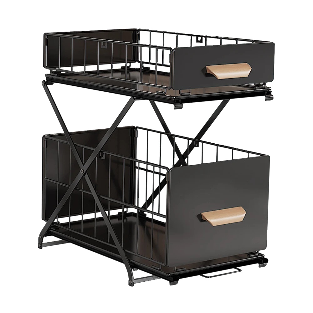 Spüle Organizer, Ausziehbares Design, Höhenverstellbar, Schwarz