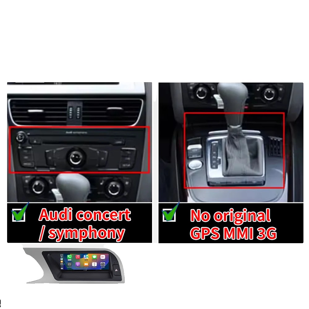 Drahtloser Carplay-bildschirm, Kompatibel Mit Audi A4 A5 B8 2009-12, Integriertes Gps, Touchscreen-oberfläche, 09-12 A4 Low