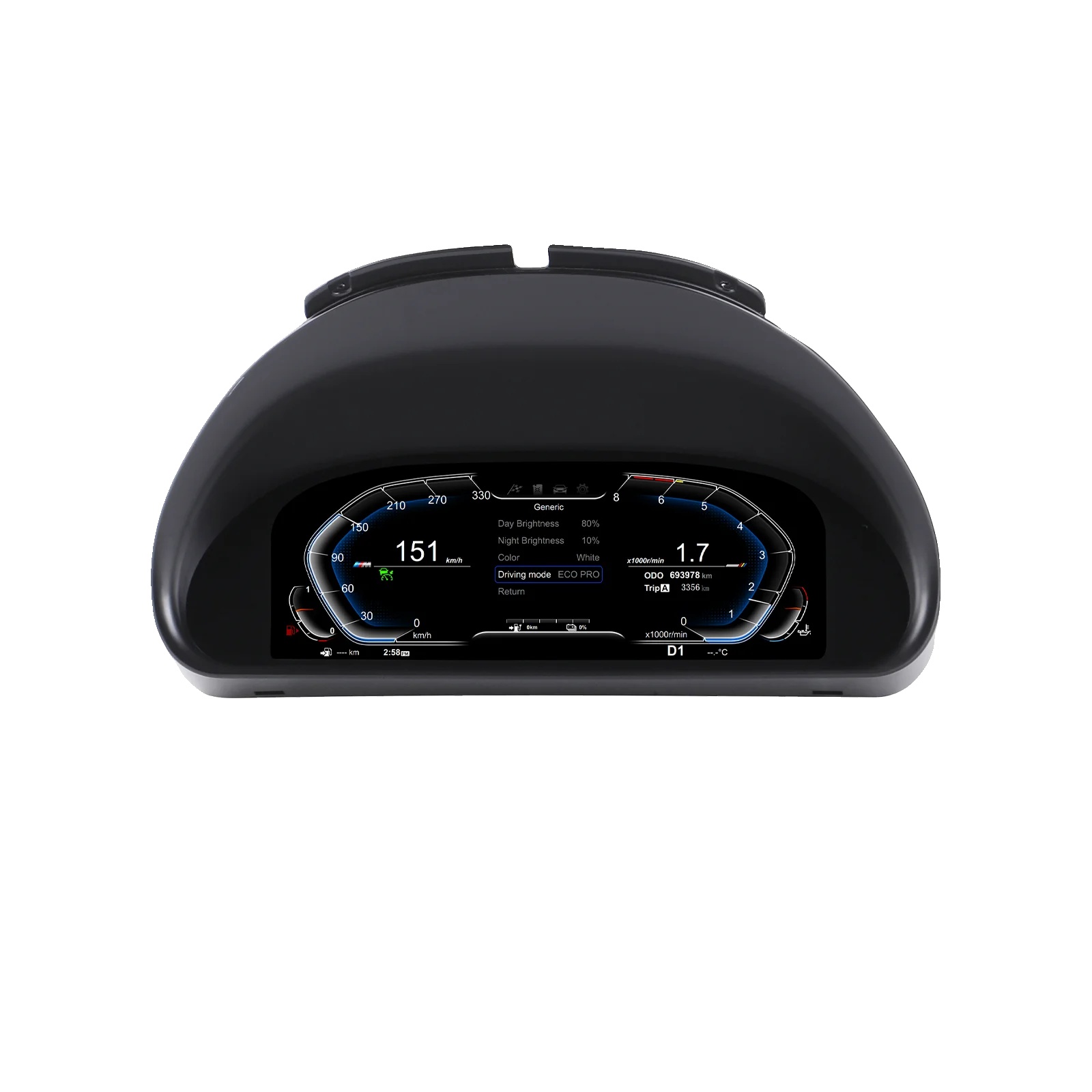 Digitales Dashboard, 12,3-zoll-display, Plug-and-play-kompatibilität, Schwarz