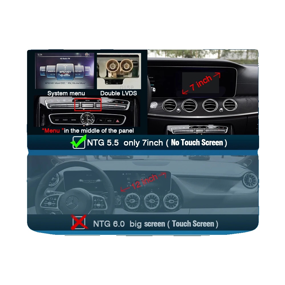 Carplay/android Auto Decoder, Drahtlose Konnektivität, Einfache Installation, Ntg5.5 W213 Oem 7 Zoll Bildschirm