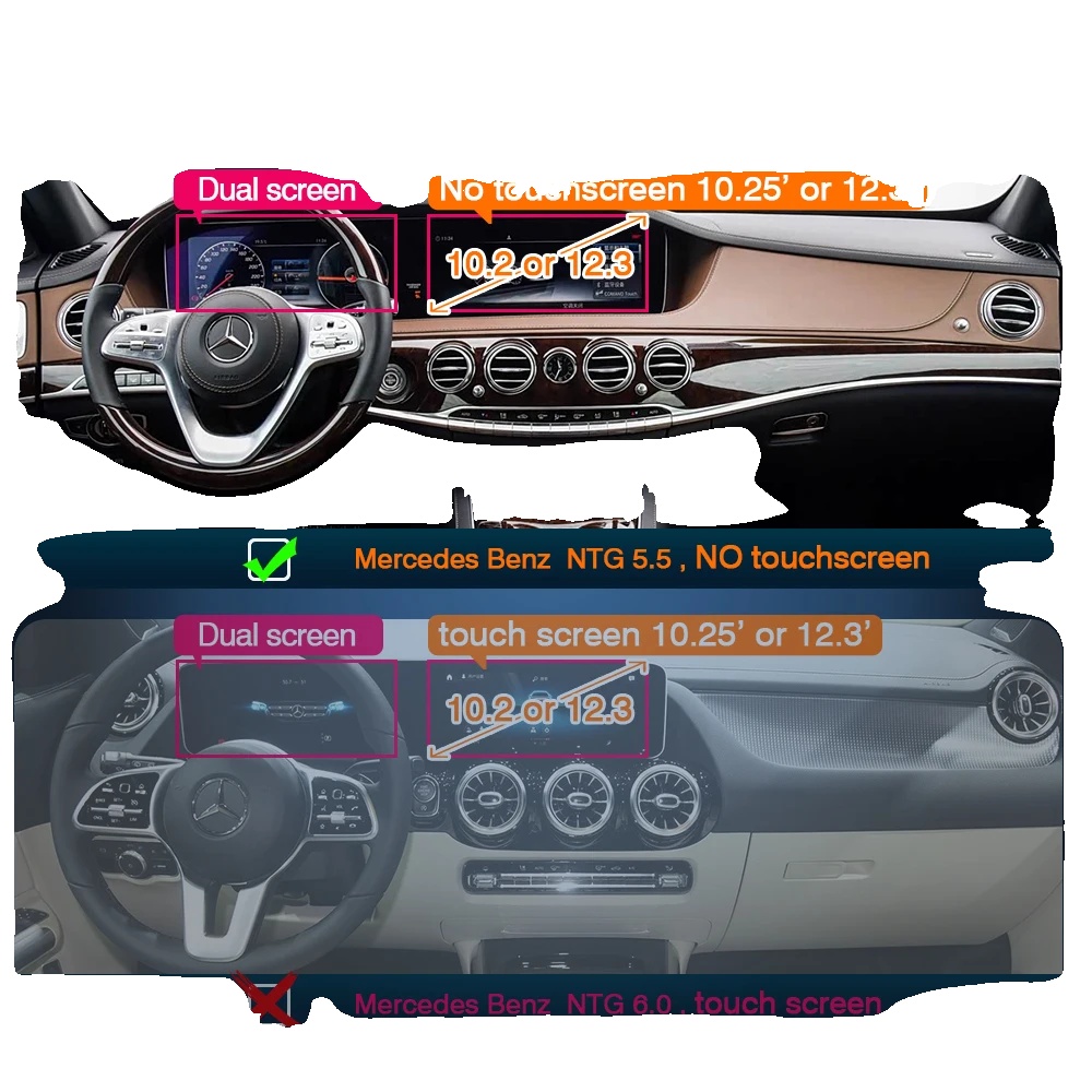 Carplay/android Auto Decoder, Drahtlose Konnektivität, Einfache Installation, Ntg5.5 W212 W206 Oem 10.25/12.3 Zoll Bildschirm