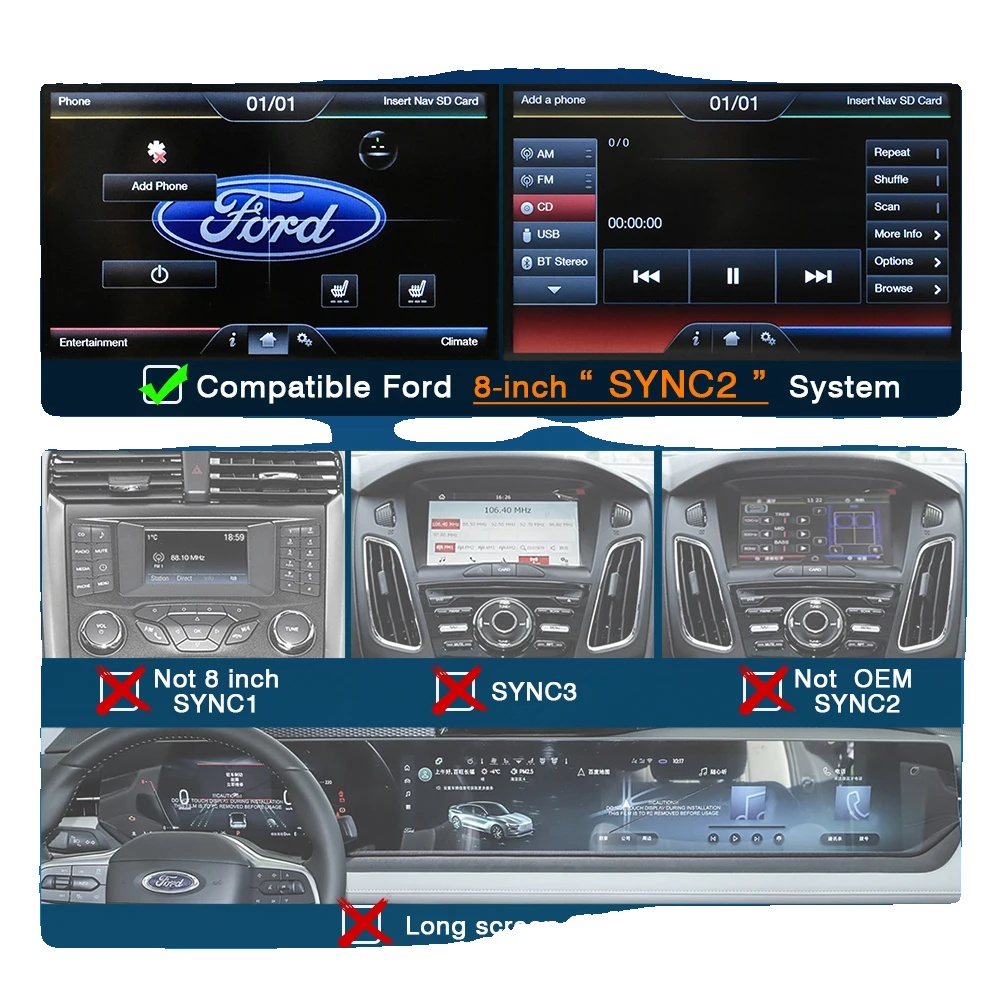 Drahtloses Carplay-modul, Unterstützt Android Auto, Integrierte Gps-navigation, Für Ford Sync2+cam