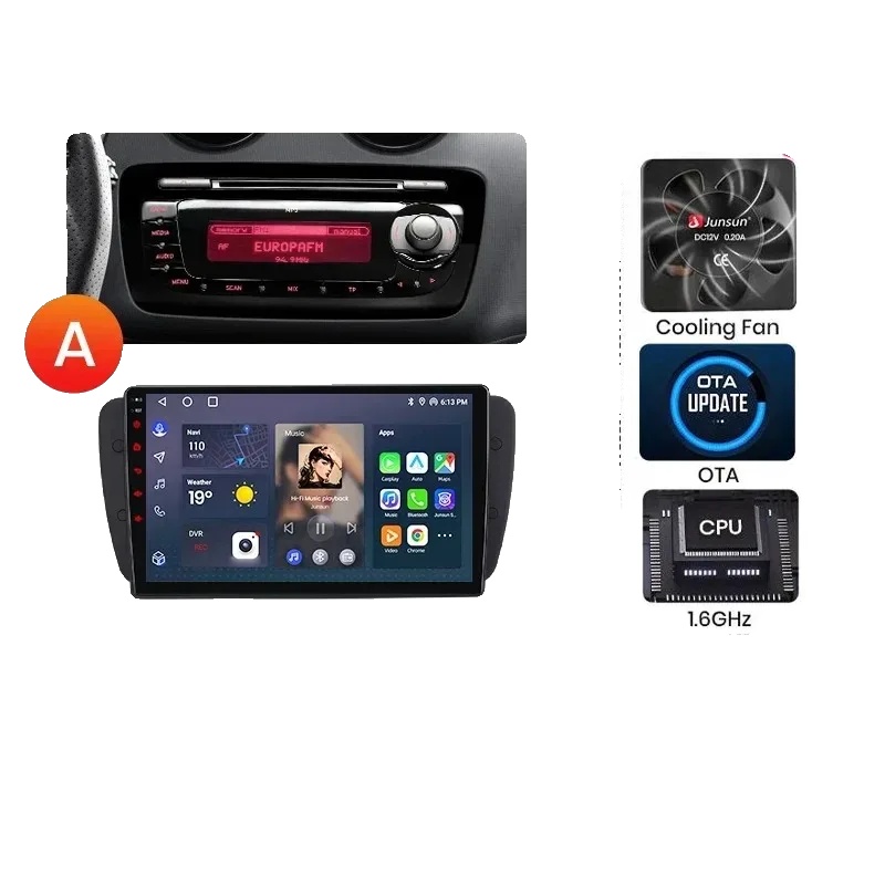 Carplay, Bildschirmgröße, Mehrsprachige Unterstützung, Kompatibel Mit Seat Ibiza 6j 2009 2010 2011-2013, V1 Plus (2gb 32gb) A