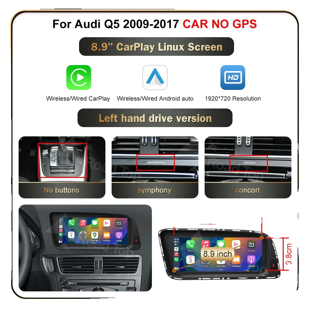 Multimedia-bildschirm, 8,9 Zoll Display, Touchscreen-funktionalität, 8.9 Lhd Auto Kein Gps