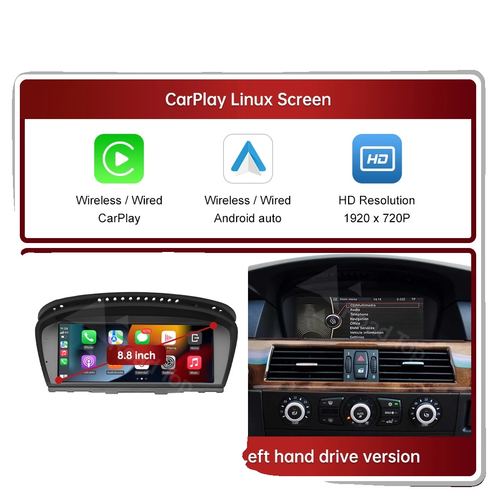 Drahtloses Carplay-display, Sprachsteuerung, Touchscreen, 8.8 E60 E61 Cic
