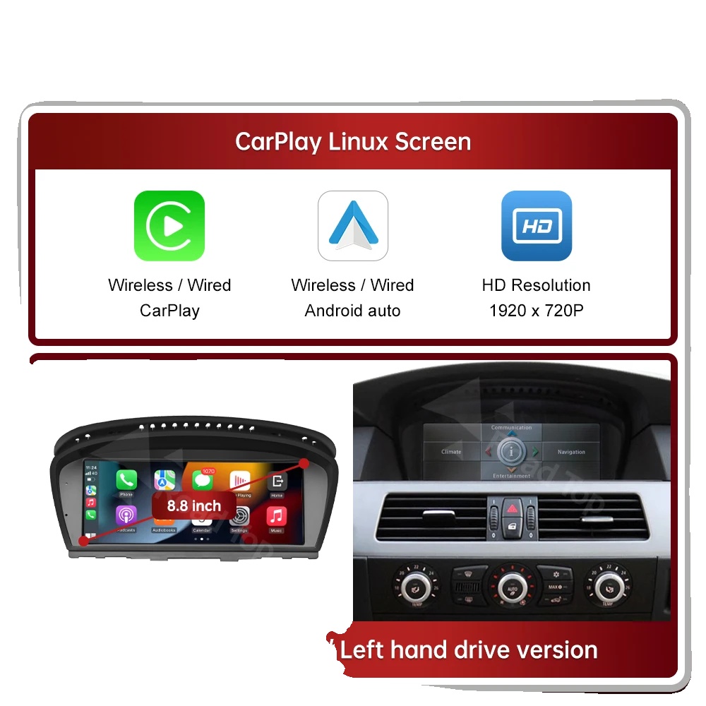 Drahtloses Carplay-display, Sprachsteuerung, Touchscreen, 8.8 E60 E61 Ccc