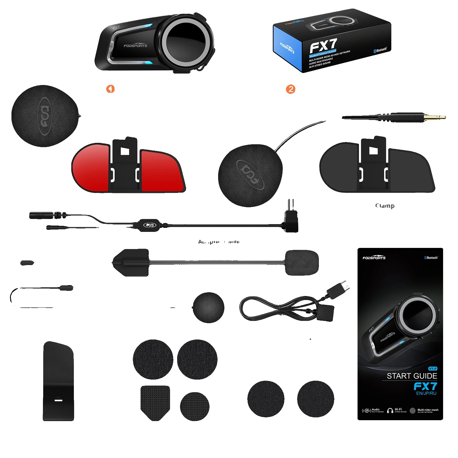 Motorradhelm-headset, Dual Bluetooth 5.4, 2000m Intercom-reichweite, Ip67 Wasserdicht, 40mm Lautsprechergröße, Unterstützt 10 Fahrer