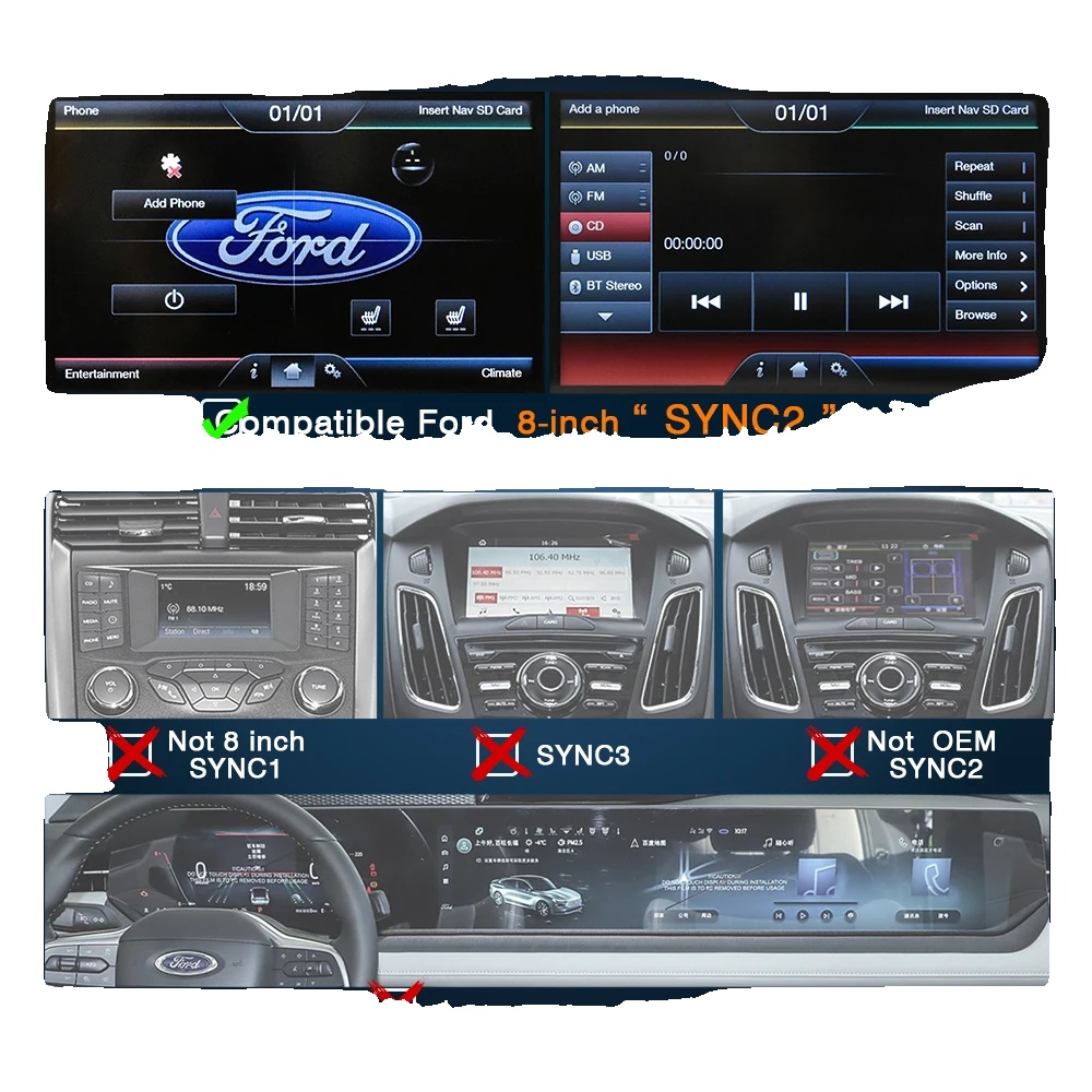Drahtloses Carplay, Einfache Installation, Ford Sync2 Kompatibilität, Für Ford Sync2+kamera
