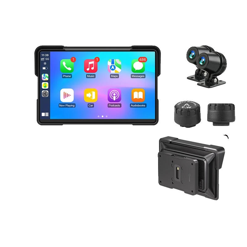 Motorrad-radio, 7-zoll-bildschirm, Unterstützt Carplay Und Android Auto, 7"carplay Tpms-dvr, Keine-c