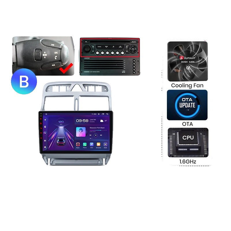 Carplay, Touchscreen, Verbesserte Konnektivität, Kompatibel Mit Peugeot 307 307cc 307sw 2002-2013, V1 Plus (2gb 32gb) B