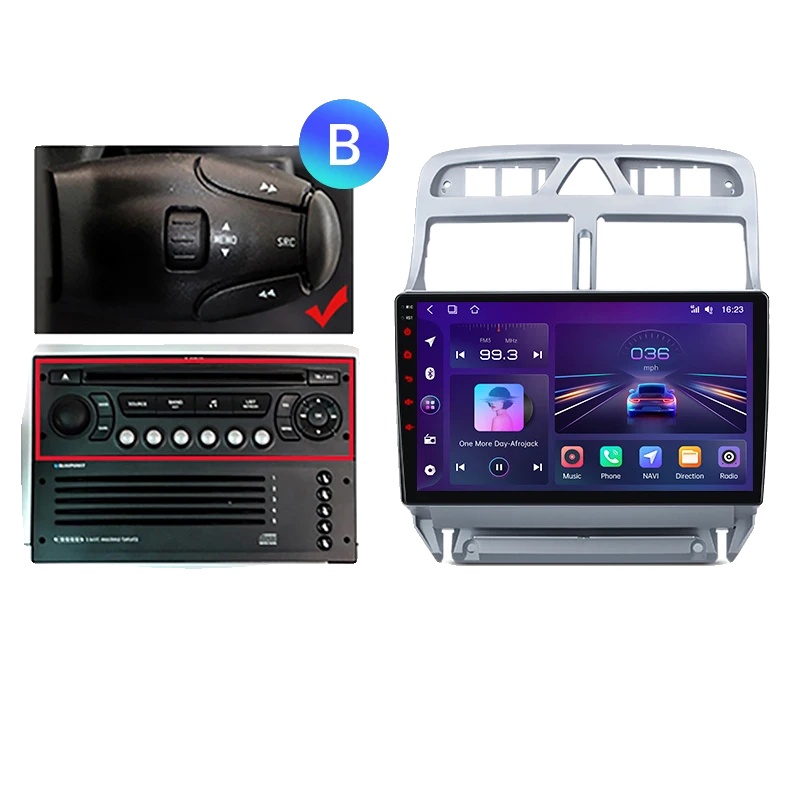 Carplay, Touchscreen, Verbesserte Konnektivität, Kompatibel Mit Peugeot 307 307cc 307sw 2002-2013, V1 Pro C (4gb 64gb) B