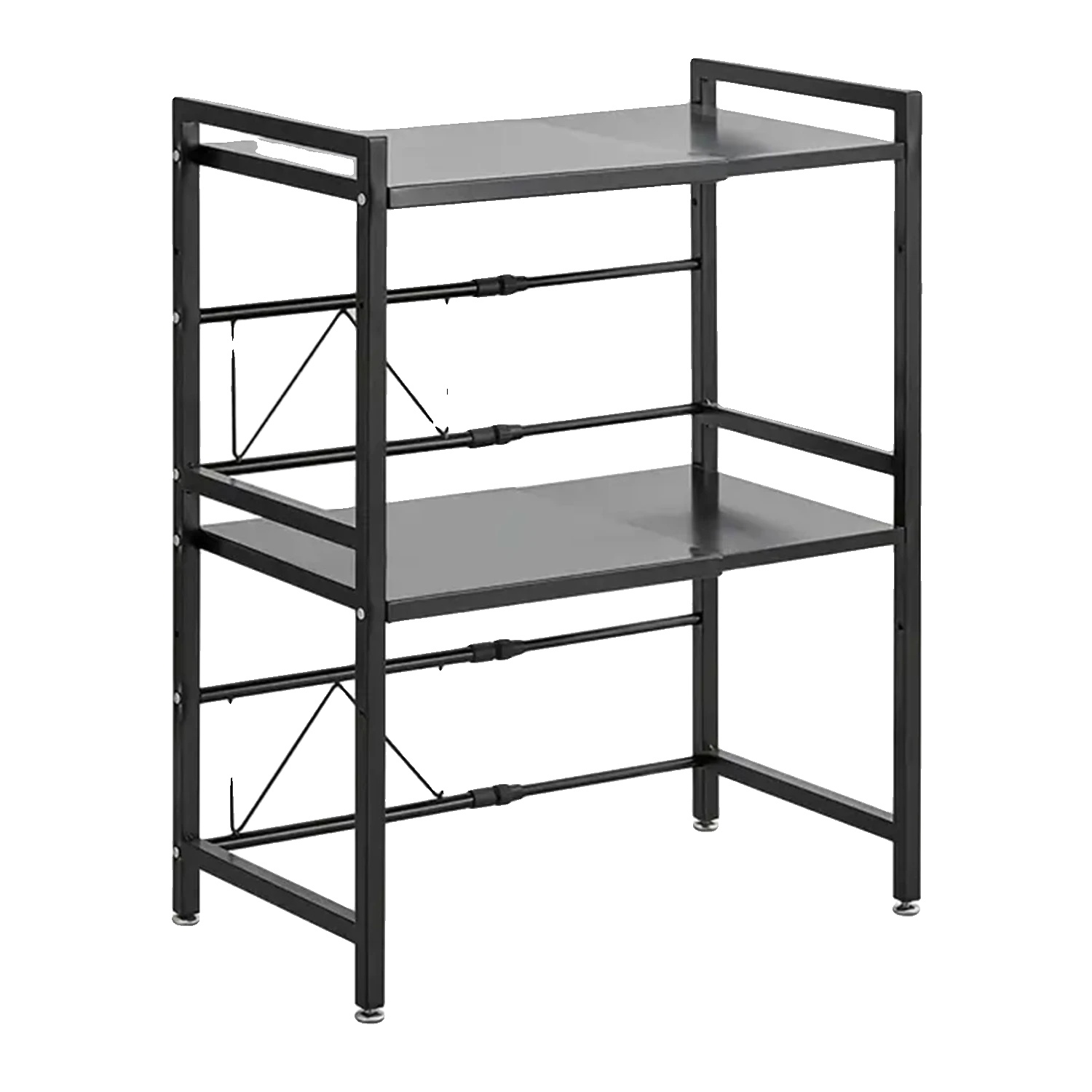 Mikrowellenregal Für Die Küche, Erweiterbares Design, Höhenverstellbar, Schwarz, 2-stufig