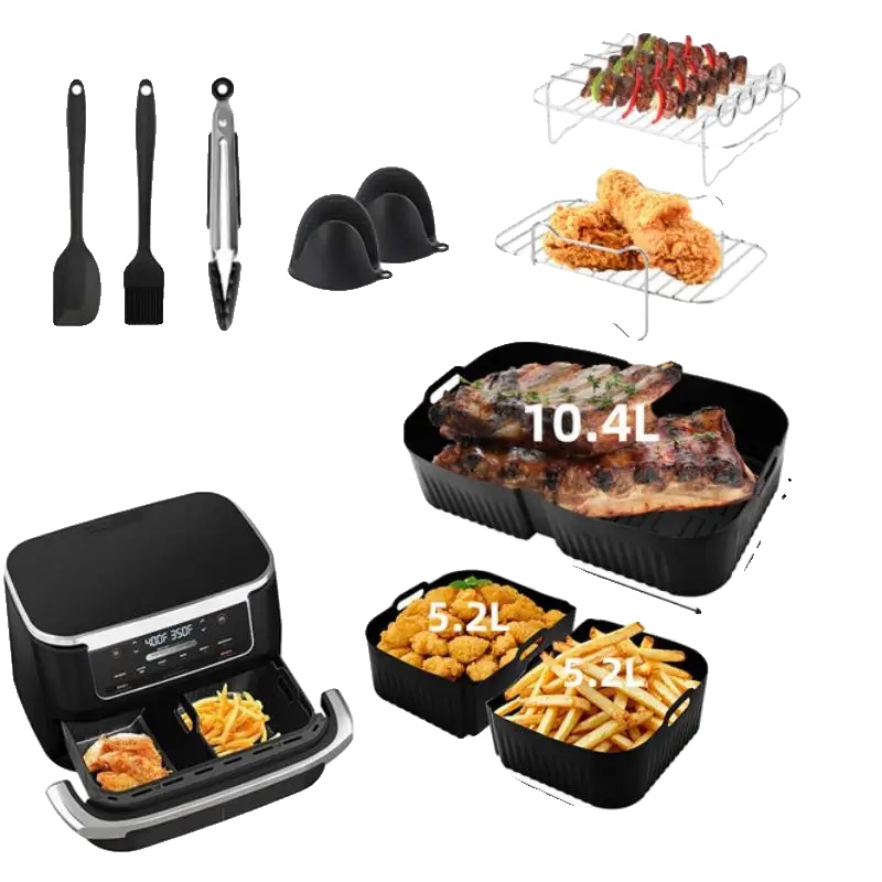 Silicone Airfryer Zubehör, Lebensmittelechtes Silikon, 3 Cm Höhensteigerung, Kompatibel Mit Dualkammer-heißluftfritteusen, Hitzebeständig Bis 240°c,