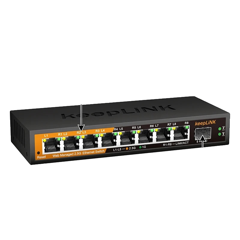 Netzwerk-switch, 9-port, Web-verwaltet, 8x2,5gbe 1x10g Sfp