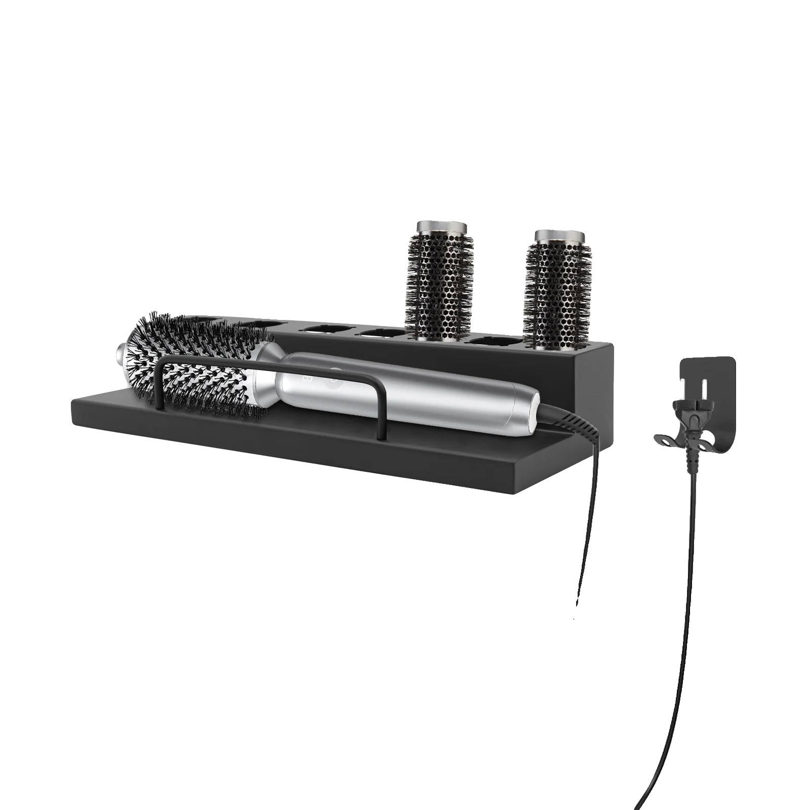 Haarglätter Aufbewahrungsregal, Langlebiger Edelstahl, Kompaktes Design, Schwarz