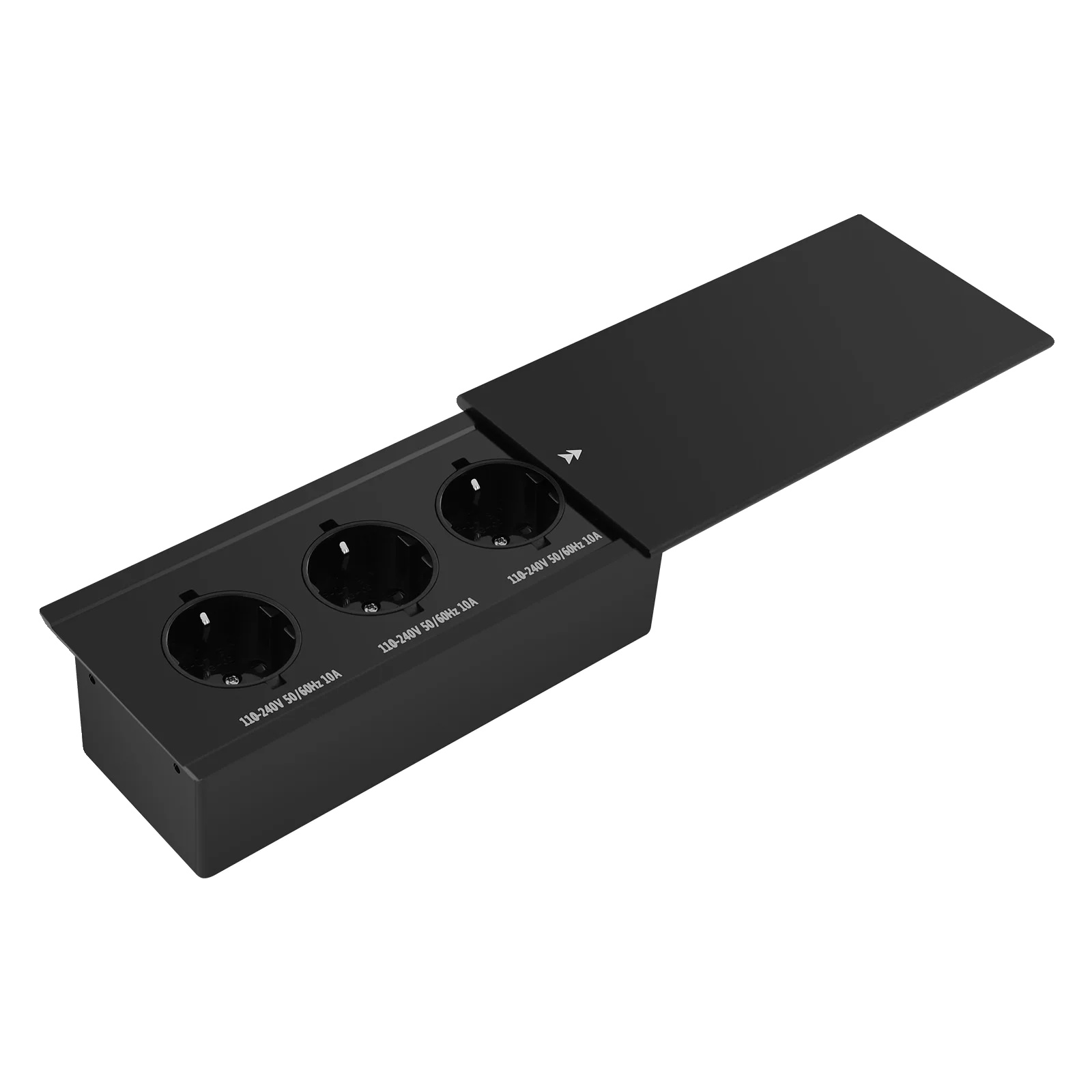Tischsteckdose, Integriertes Design, Mehrere Steckdosen, Schwarz