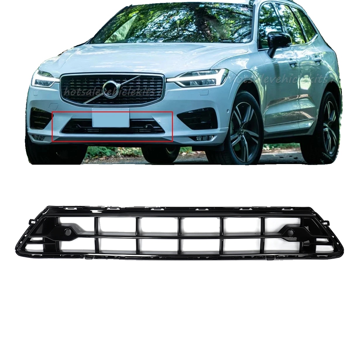 Vorderer Stoßfänger Untere Kühlergrill, Hochwertiger Abs-kunststoff, Abmessungen 1000mm X 170mm X 60mm, Kompatibilität Für Volvo Xc60 2018-2021,