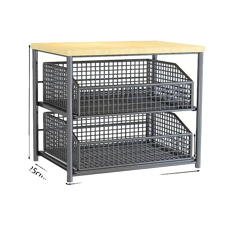Thekenorganizer, 2-stufiges Design, Ausziehbarer Schublade, Schwarz