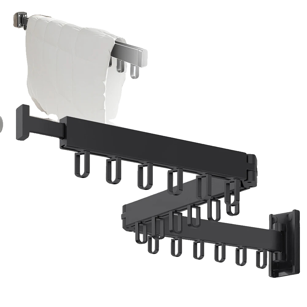 Kleiderständer, Wandmontage, Ausziehbares Design, Schwarz(pfe)