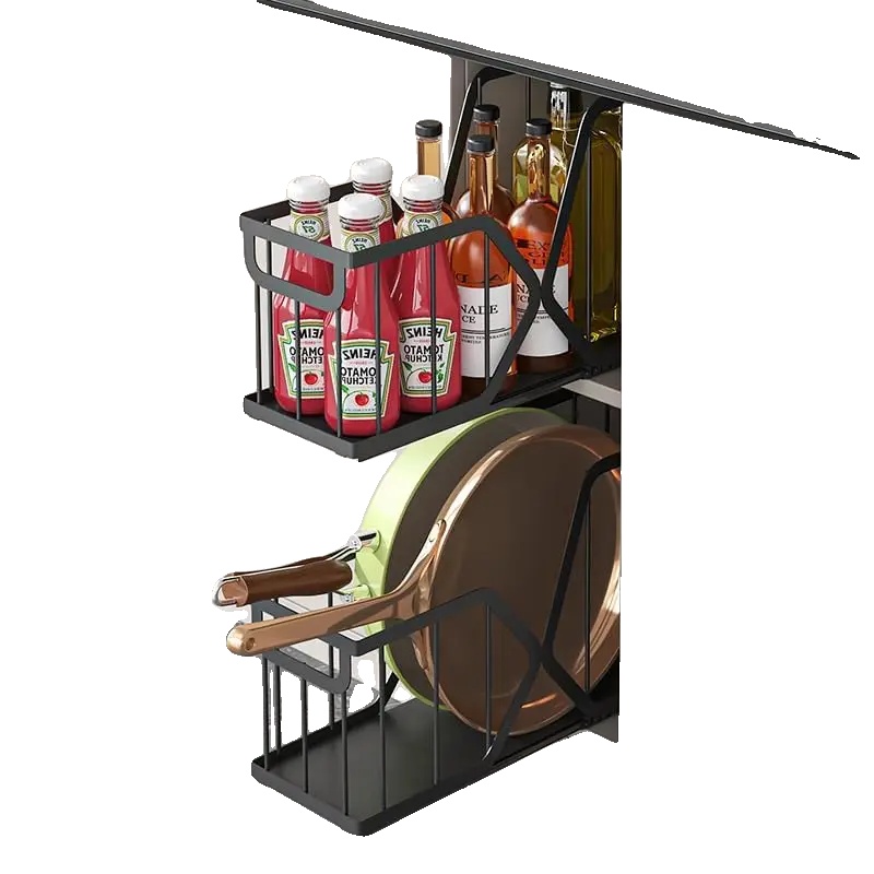 Ausziehbarer Organizer, Schmaler Entwurf, Robustes Kohlenstoffstahl, 2 Pack