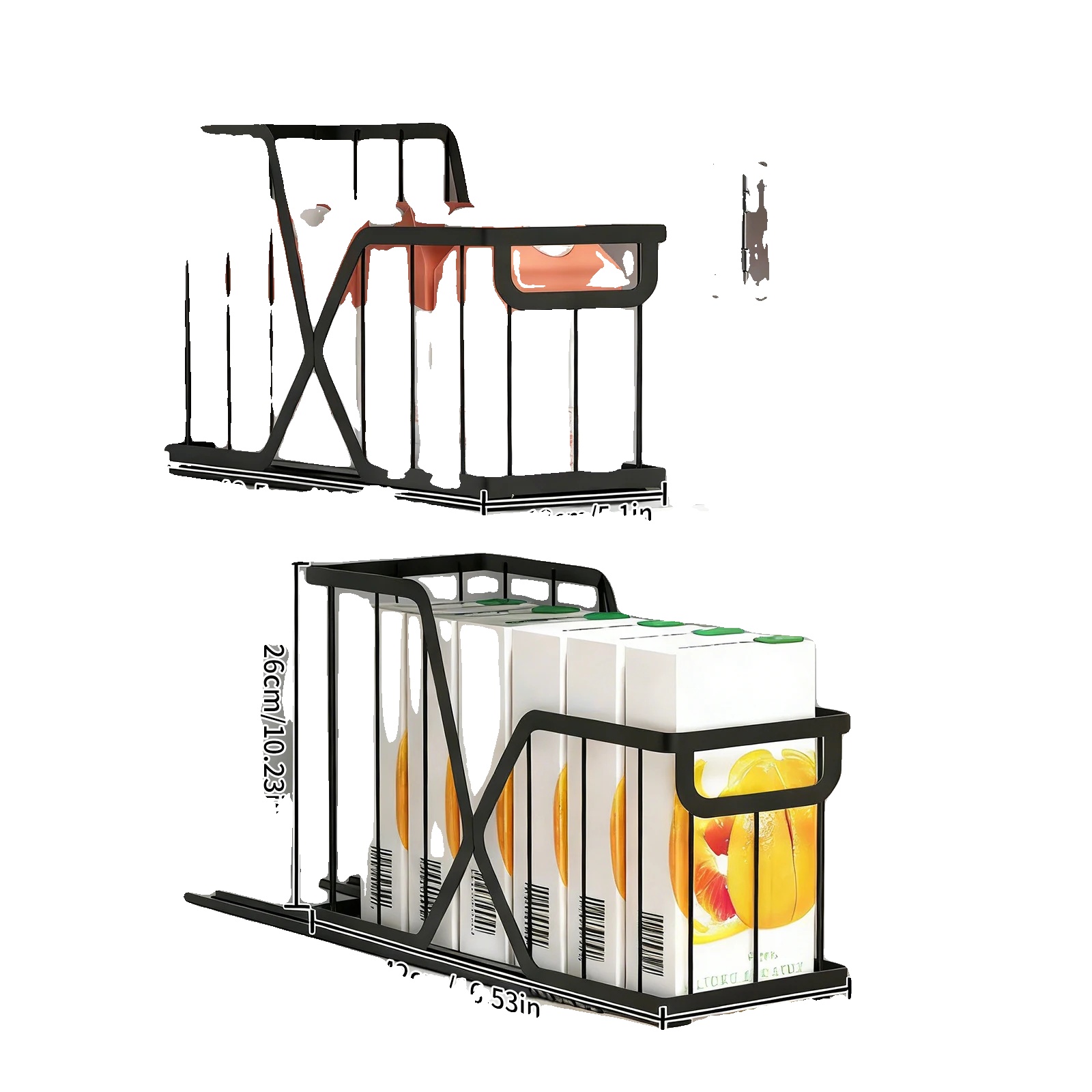 Schmaler Ausziehkorb, Bohrfreie Installation, Modulares Design, 2 Stk, L, 1-stufig