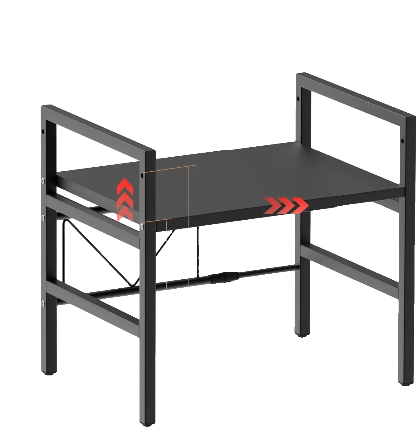 Mikrowellenregal, Höhenverstellbar, Platzsparendes Design, Schwarz, 2-stufig