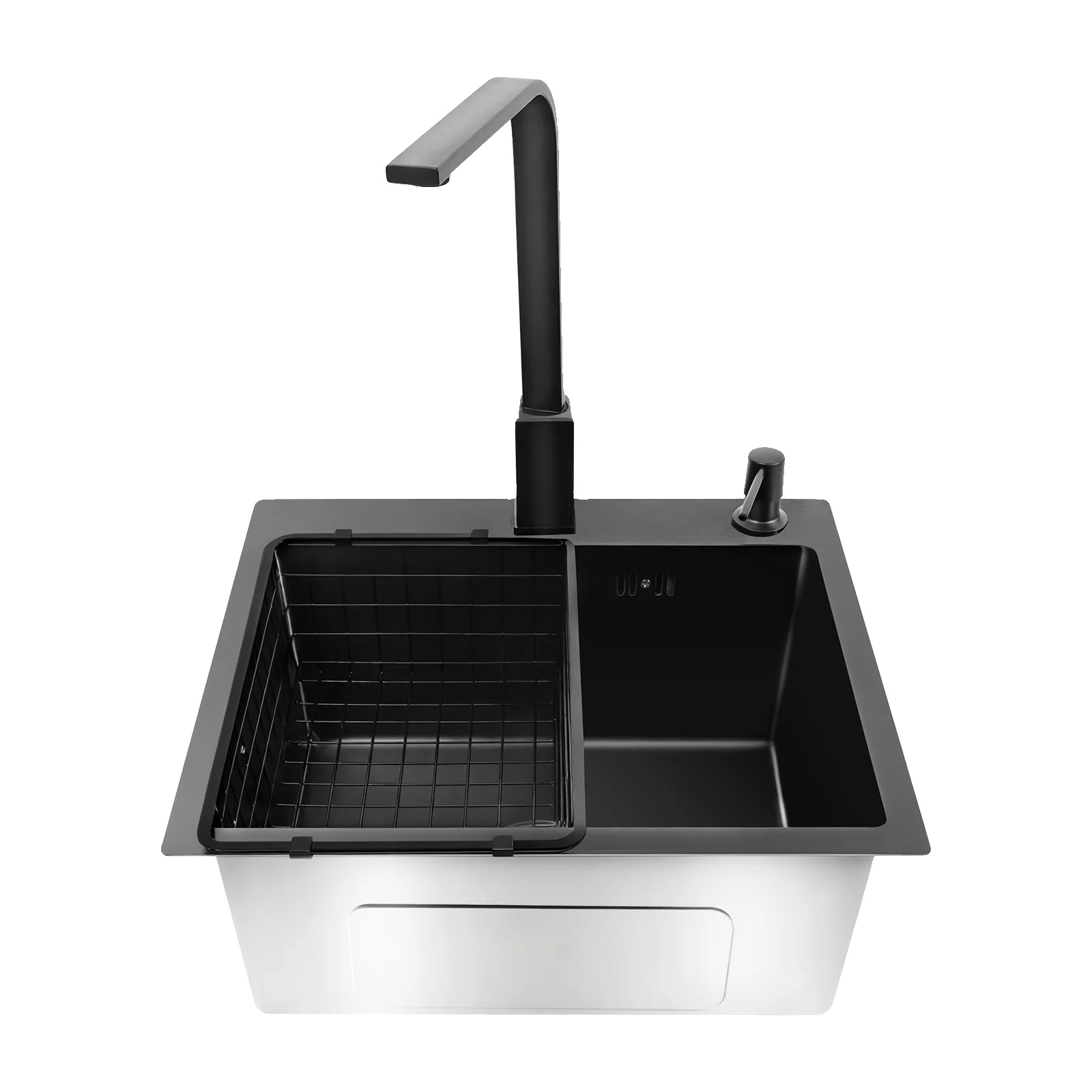 Küchenspülen-set, 360° Schwenkbarer Wasserhahn, Einzelbecken-design, Schwarz