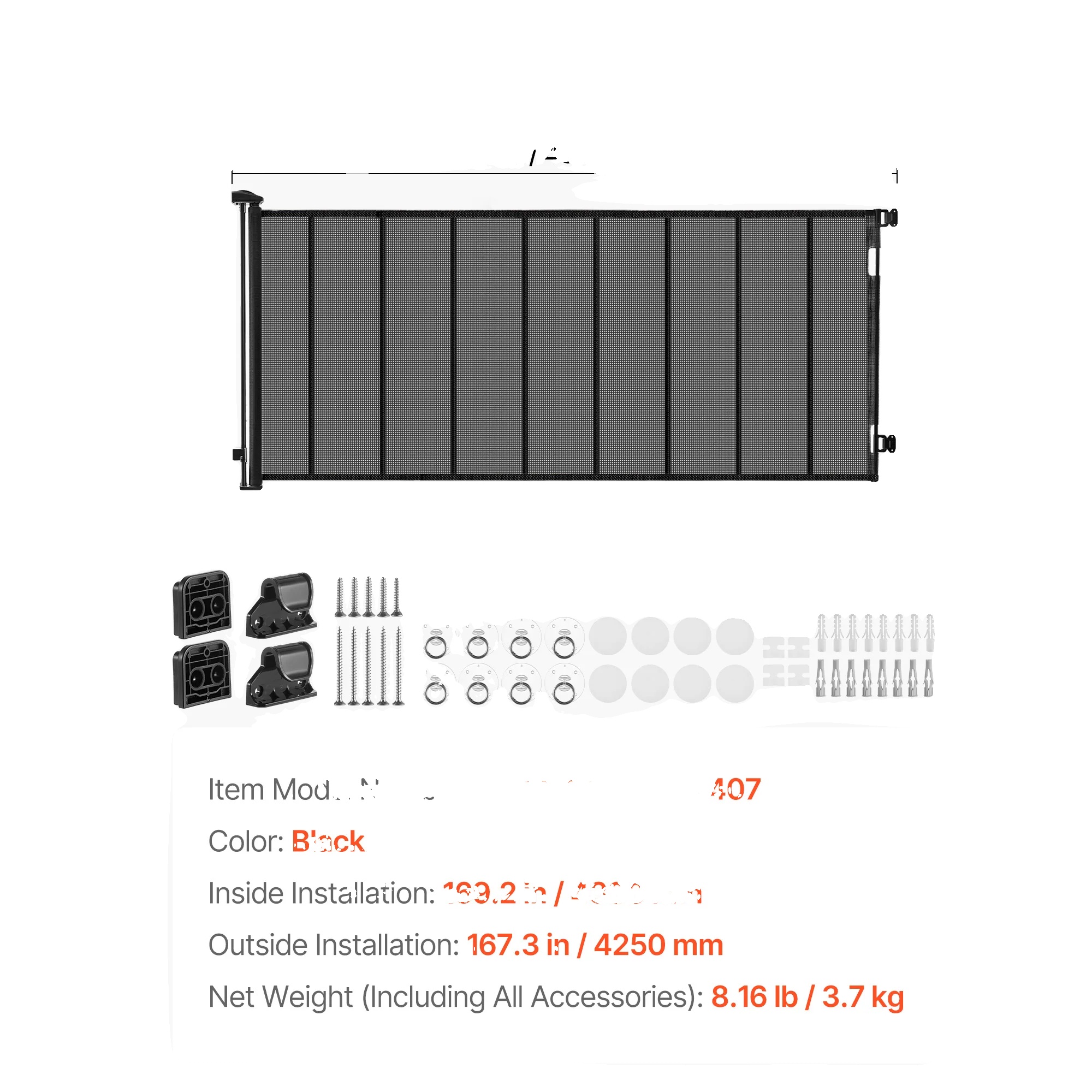 Einstellbares Baby-gitter, Sicherer Unterhaken, Verstellbare Installation, Schwarzer Typa