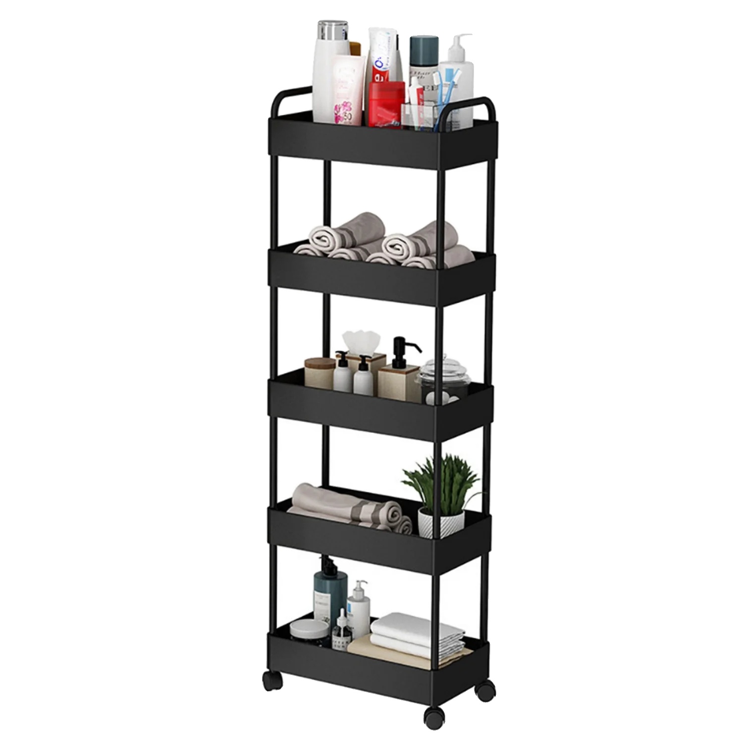 Lagerwagen, 5-stufiges Design, Mobiler Utility-wagen, Schwarz