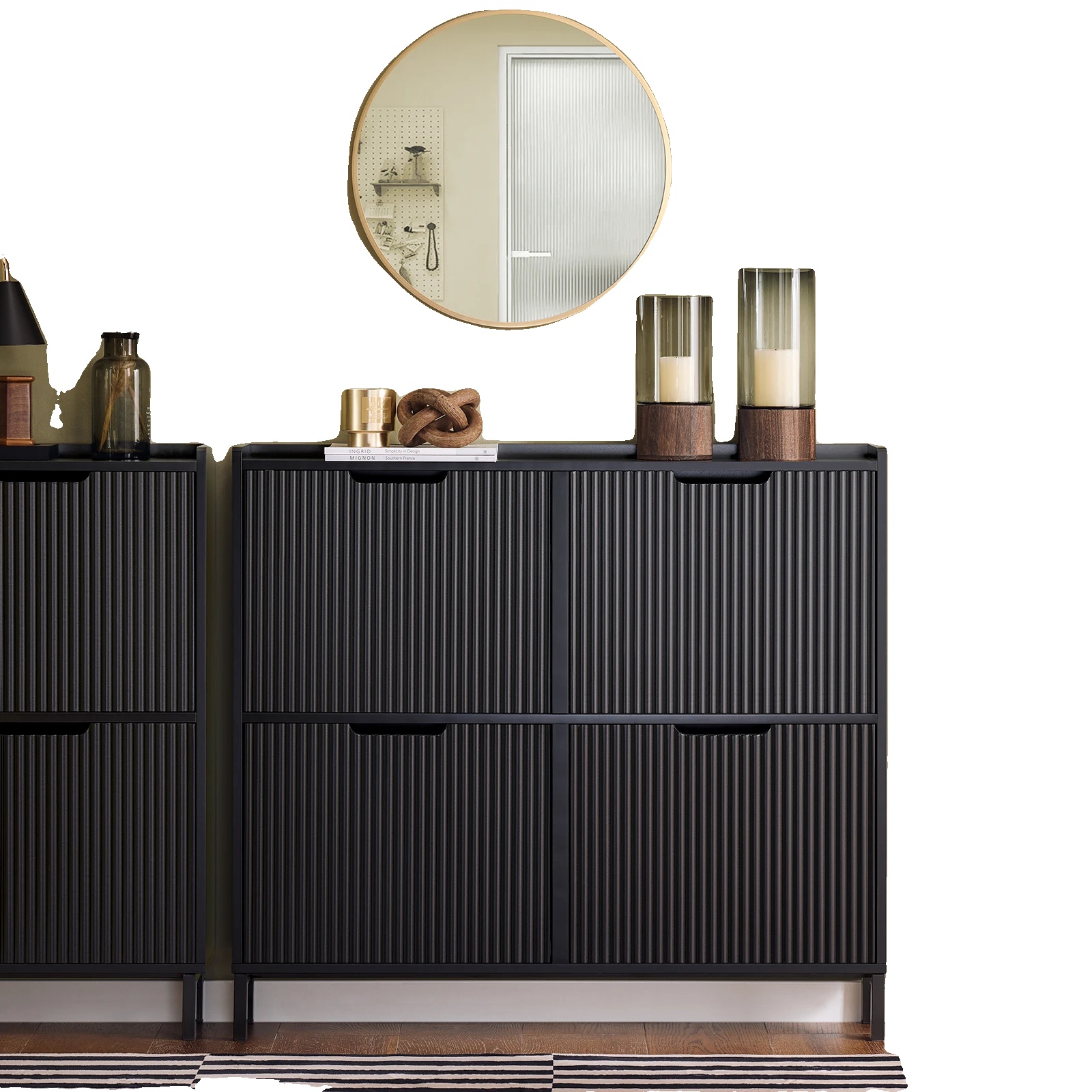 Schuhschrank, Platzsparendes Design, Staubschutz, Schwarz