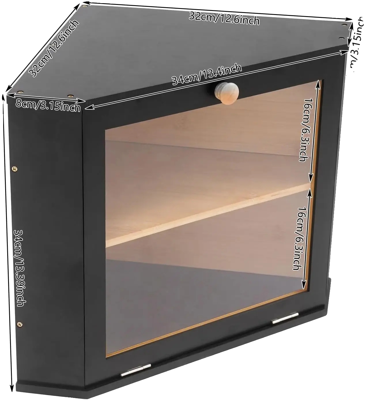 Brotbox, 2-stufige Aufbewahrung, Dreiecksdesign, Schwarz