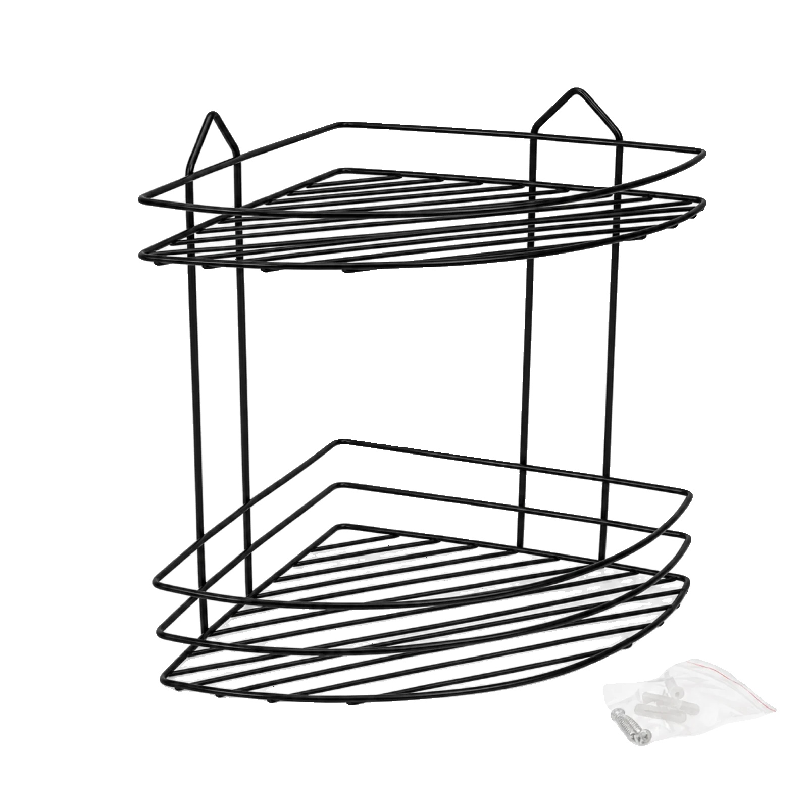 Eckorganizer-regal, Dreieckiges Design, Langlebige Eisenkonstruktion, Schwarz
