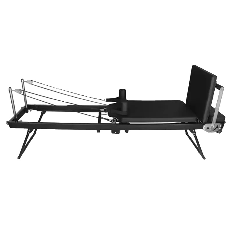 Pilates Reformer Maschine, Faltbares Design, Verstellbarer Widerstand, Schwarz Verbesserte Version
