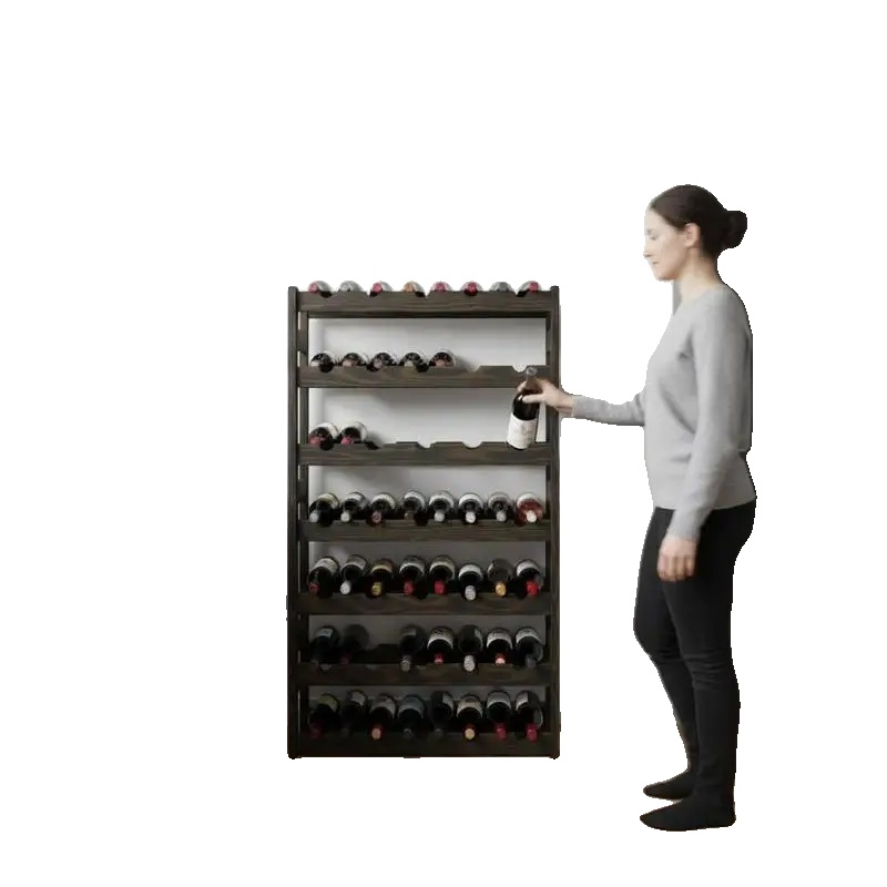 Weinregal, Freistehendes Design, Fasst 30 Flaschen, Schwarz