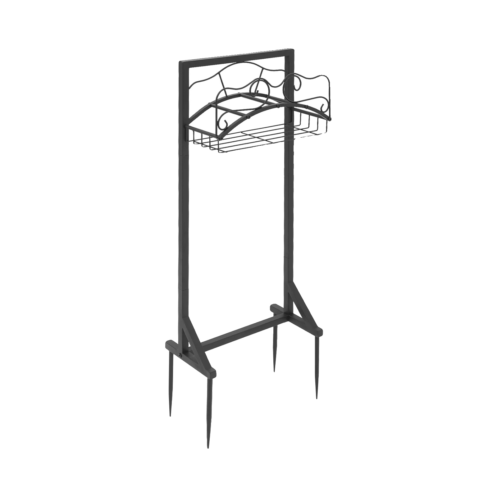 Garten-schlauchhalter, Robuste Eisenkonstruktion, Platzsparendes Design, Schwarz
