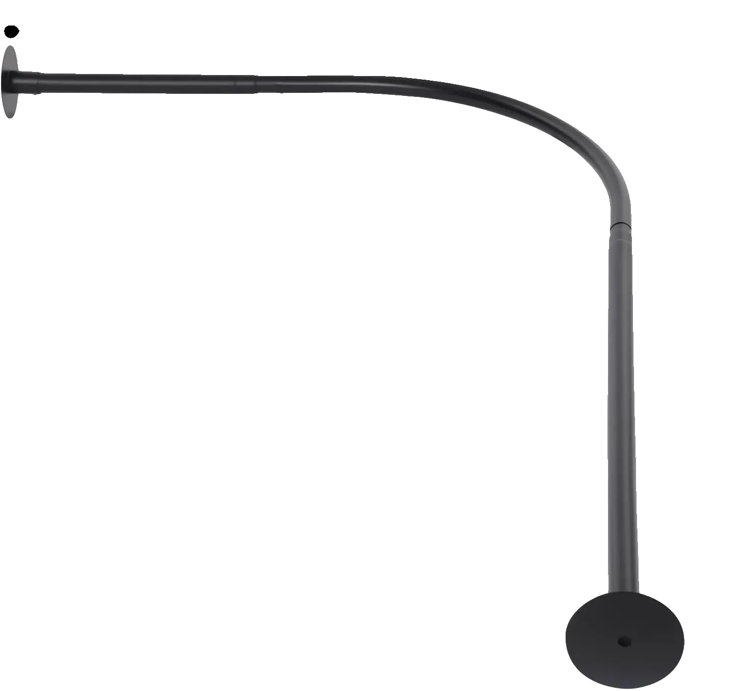 Duschvorhangstange, Verstellbares L-förmiges Design, Bohrfreie Installation, Schwarz