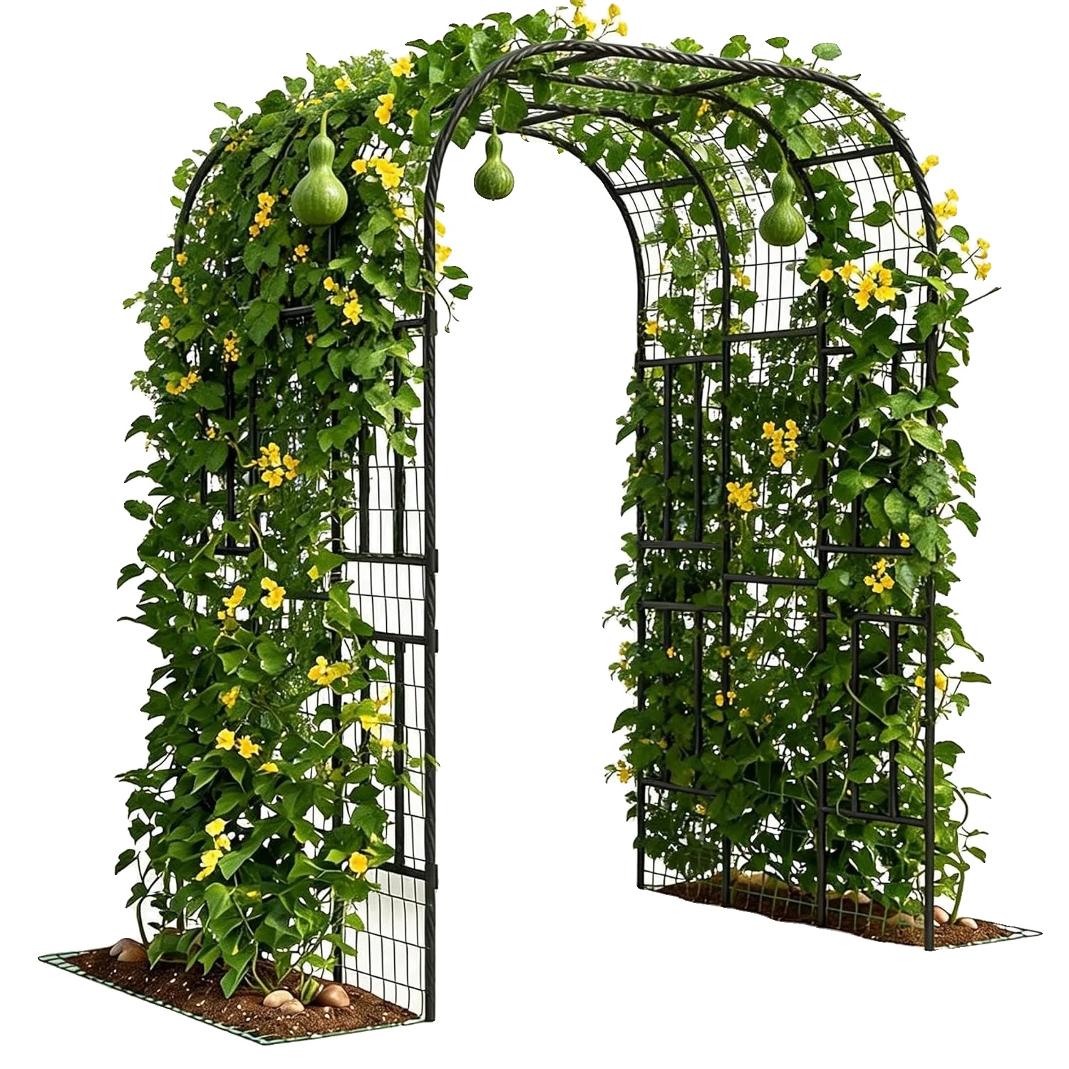 Gartenbogen-spalier, Polyethylenbeschichteter Stahl, Kletterpflanzenstütze, Schwarz