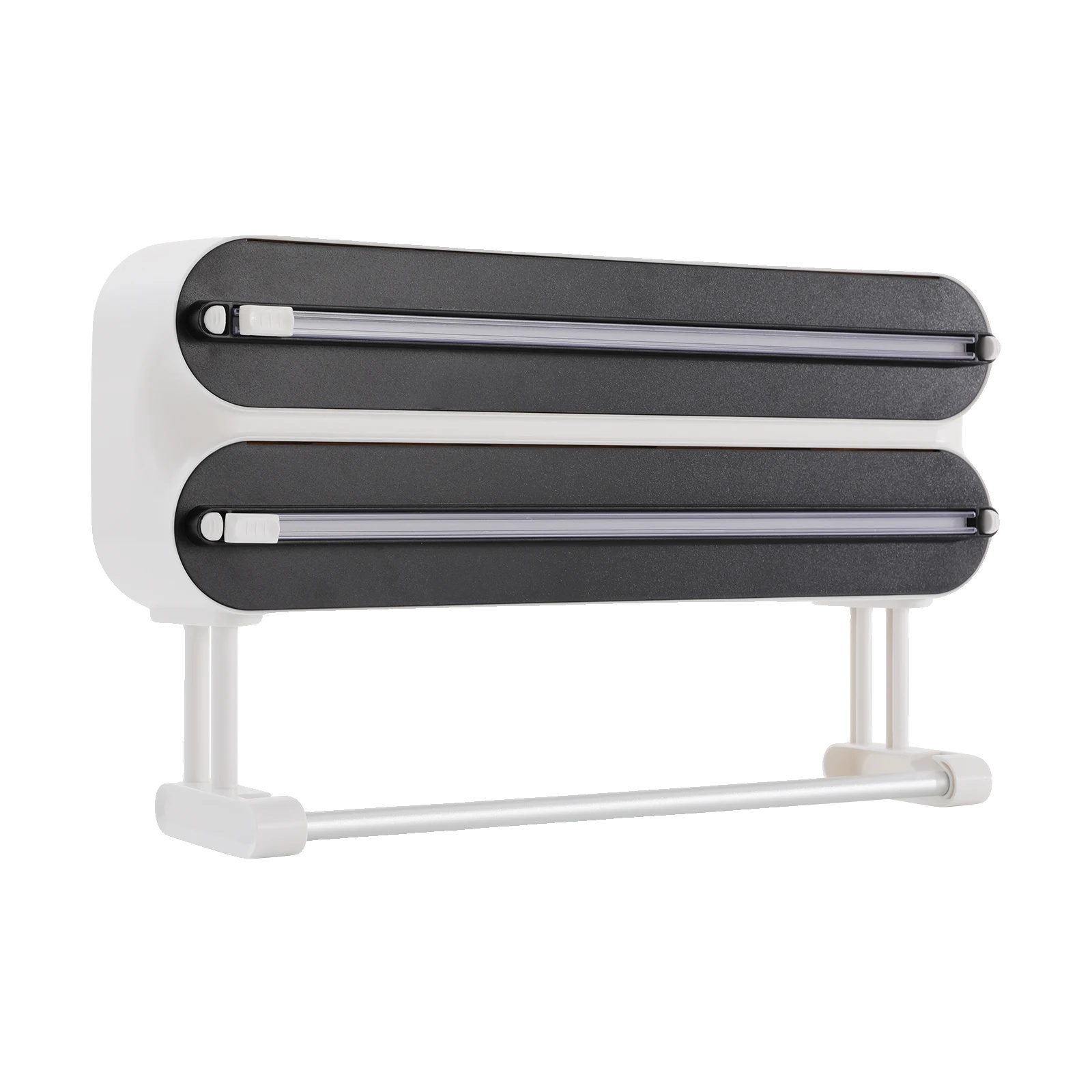 Frischhaltefolie Spender, Wandmontage, 3-in-1 Funktionalität, Schwarz