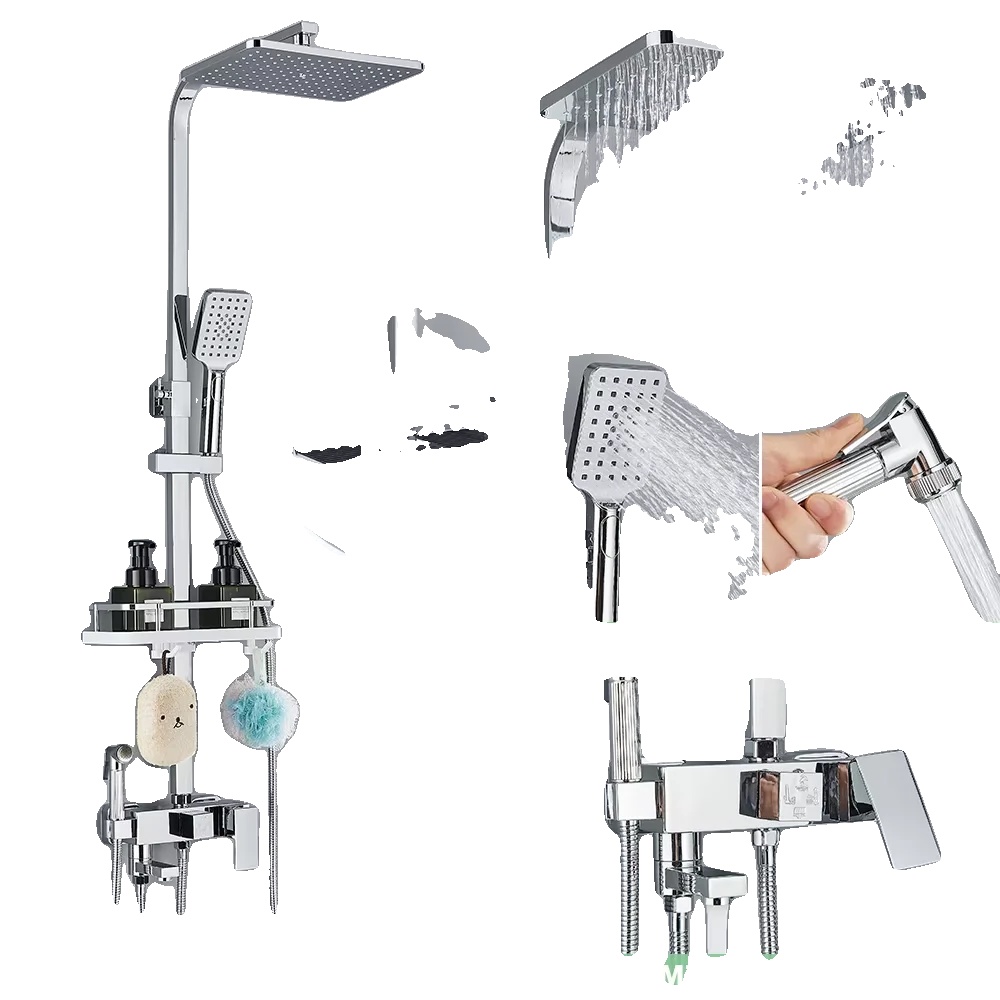 Duscharmatur-set, Wandmontage, Warm- Und Kaltwassersteuerung, Chrom B Mit Bidet