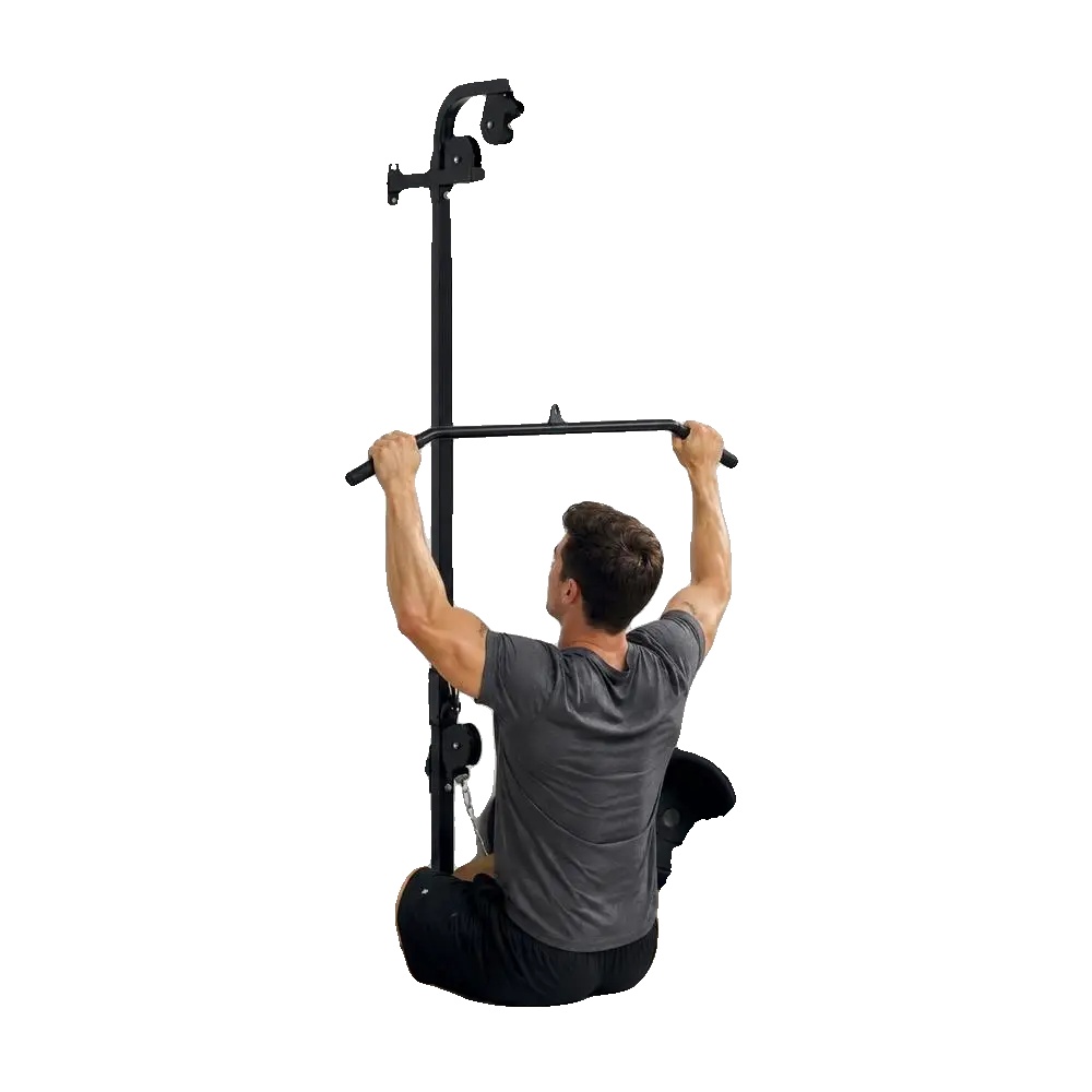 Lat Pulldown Turm, Wandmontiertes Design, Inklusive Doppelrollen, Schwarz